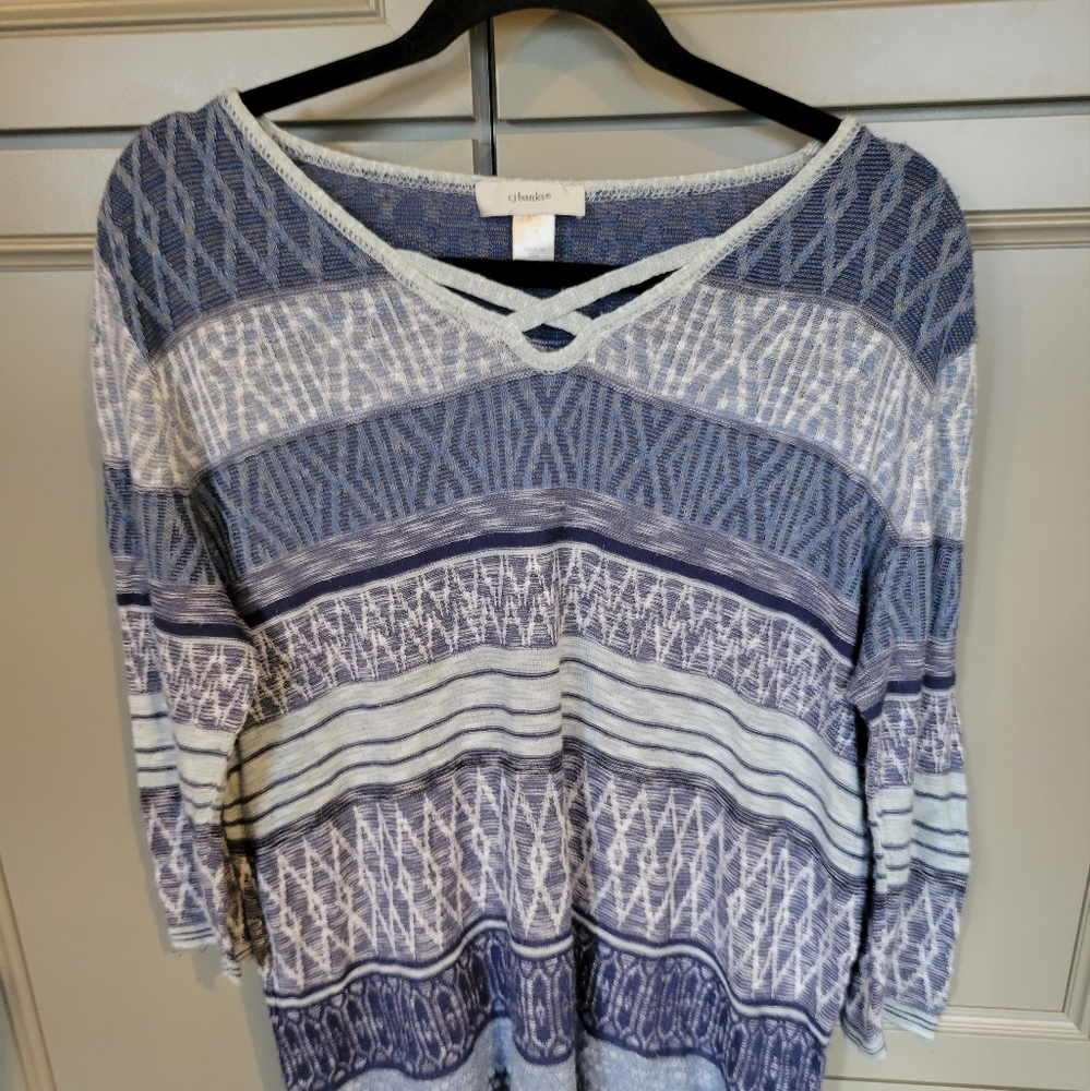 Woman's 1x cj banks blue and gray sweater